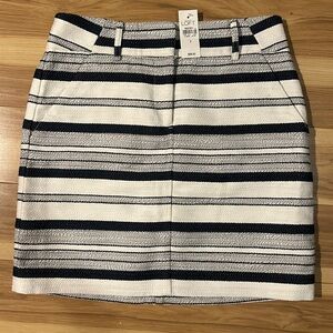 NWT LOFT navy and white striped skirt